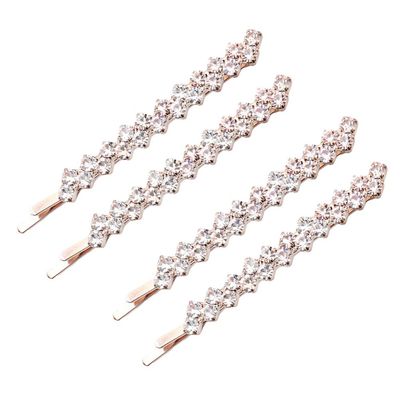 Beaupretty 2 Pairs Crystal Rhinestone Hair Clips, Decorative Hairpins for Bangs, Bridal Hair Accessories for Women Girls