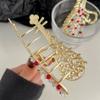 1PC Chinese Style Lute Flower Hair Barrette Ancient Style Catch Clip Imitation Pearl Hair Clip Large Alligator Hair Clips for Women (Coffee) view 2