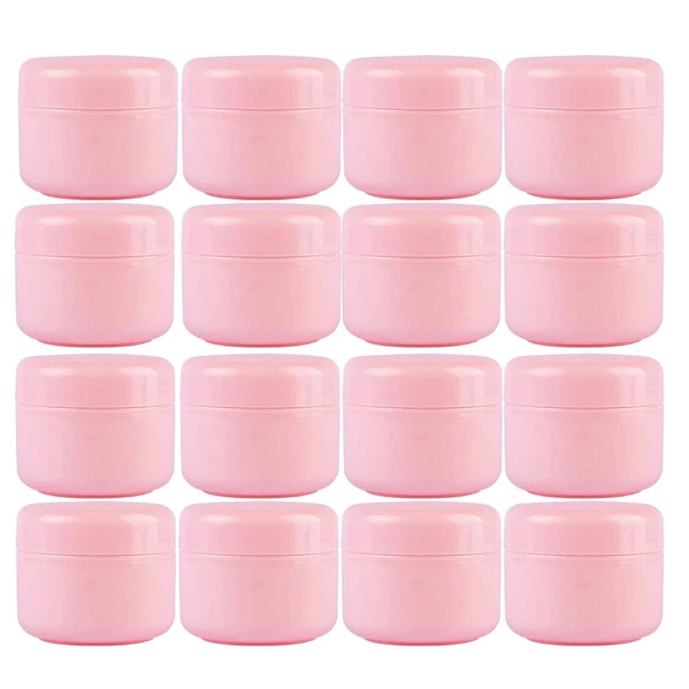 30ml Round Plastic Pink Cream Jars with Lids Travel Storage Makeup Face Cream Lotion Scrubs Creams and DIY (Pack of 30), Yellow,Pink