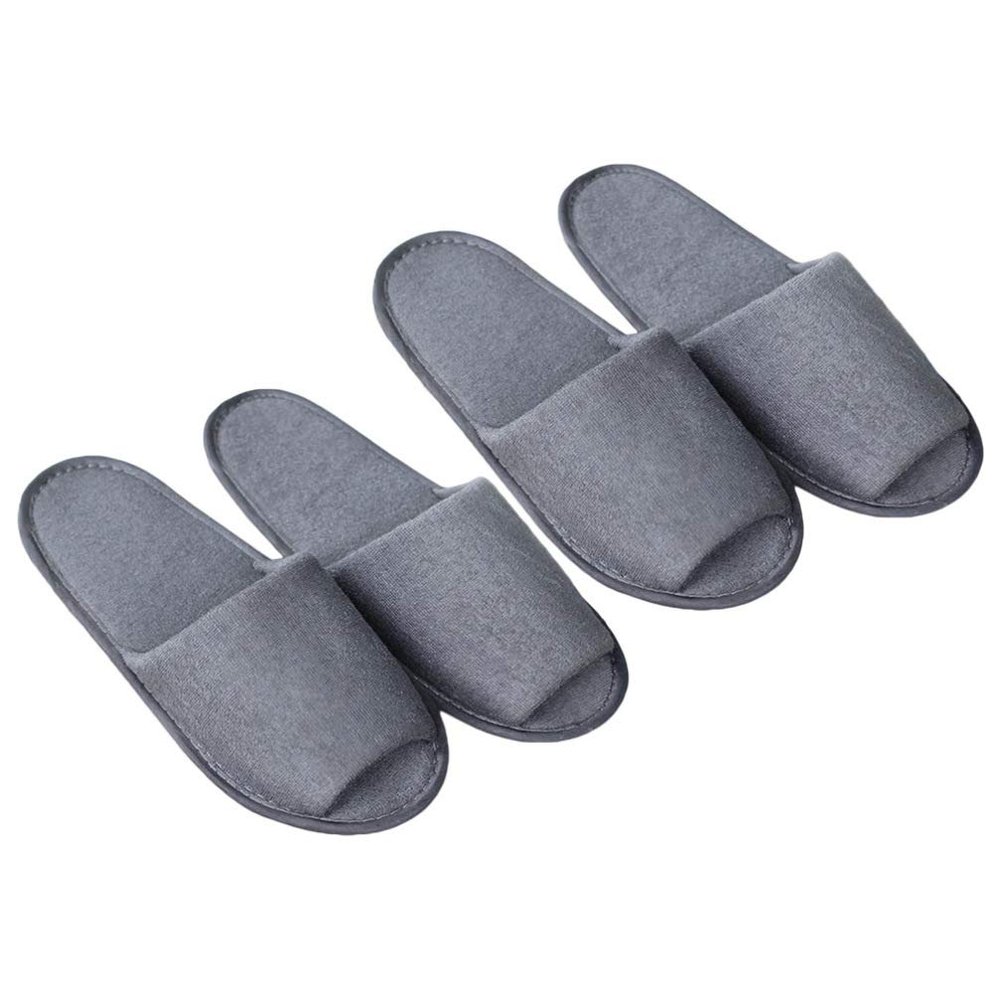 FOMIYES 4pairs Disposable Folding Slippers for Men Portable Open Toe Travel Hotel Use Comfortable Grey Slippers for Guests and Home Lightweight Breathable Design