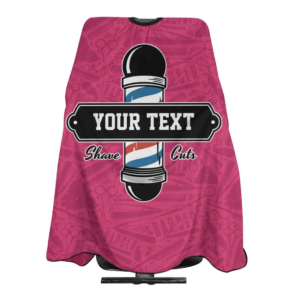 Custom Waterproof Barber Cape Hairdresser Cape, Add Your Photo Text Personalized Red Barber Shop Salon Cape for Men, Customized Hair Cutting Cape for Home Salon Barbershop