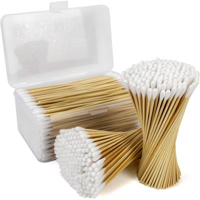 500 Count Long Cotton Swabs - 6 Inch Bamboo Cotton Swabs - Biodegradable Tips Applicators for Cleaning, Makeup, Pets Care (In Storage Case)