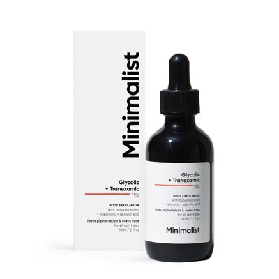 Minimalist KP Bump Eraser for Keratosis Pilaris (Strawberry Legs/Skin) | 11% Glycolic & Tranexamic Acid Body Exfoliator | Reduces Hyperpigmentation | For Women & Men | 2 Fl Oz / 60 ml