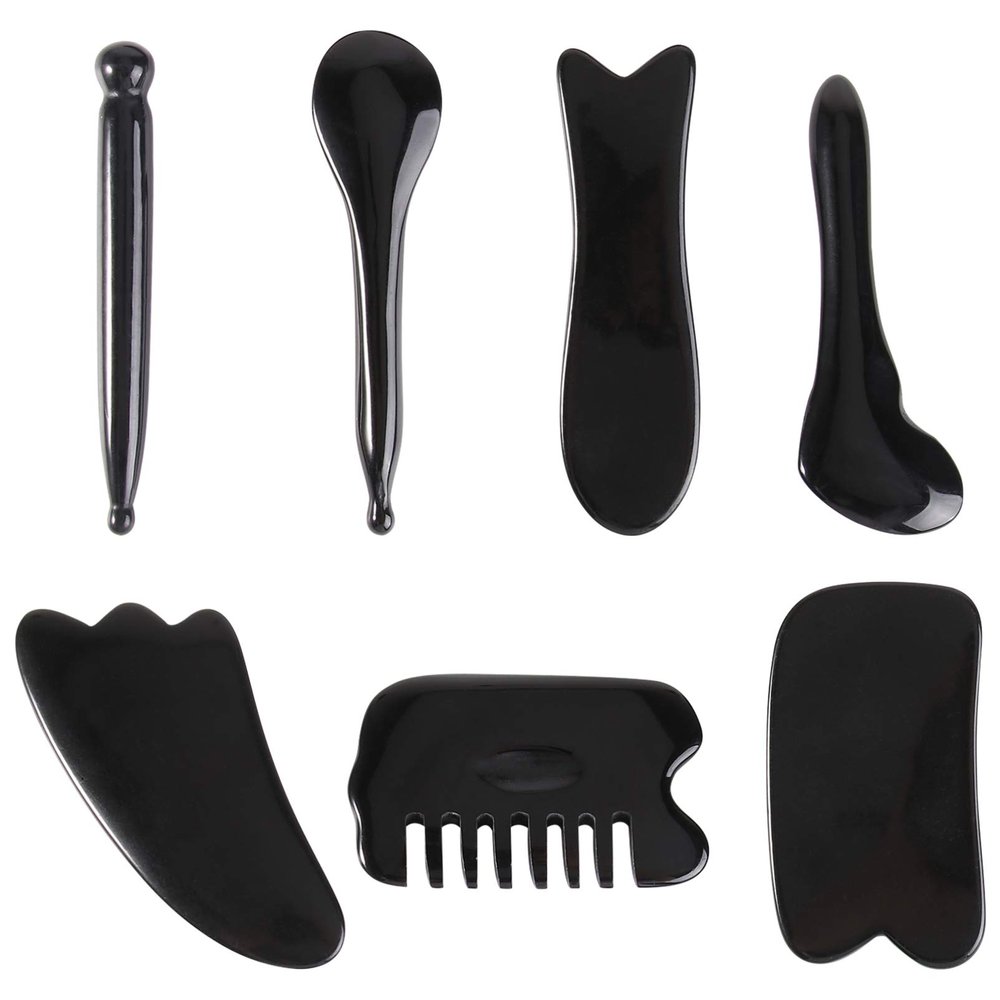 FOMIYES 7pc Resin Beeswax Massager Set Massage Stick Pore Scraper Skincare Tools for Face Back Legs Neck