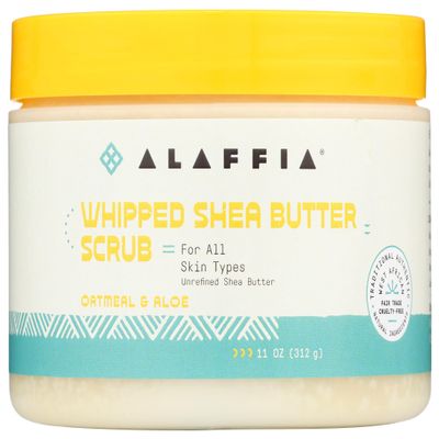 Alaffia Oatmeal & Aloe Whipped Shea Butter Scrub, 11 Oz