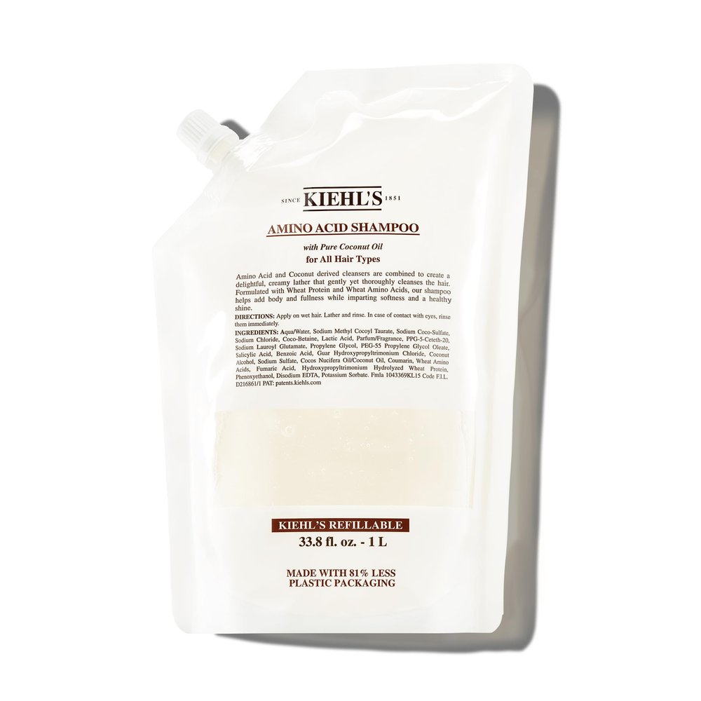 Kiehl's Amino Acid Shampoo, with Coconut Oil to Clarify and Cleanse, Helps Strengthen, Prevent Breakage, Suitable for All Hair Types, Paraben-Free - 33.8 fl oz /1 Liter Refill