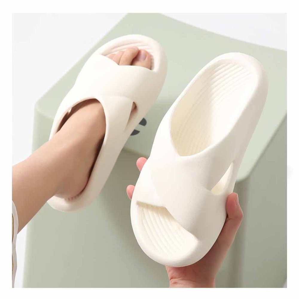 GHYUB Flip Flop Slippers WomenQuick Drying House Slides Spa Massage EVA Thick Cushion Sandals Shower Bath Pool Gym Indoor & Outdoor (Color : White, Size : EUR40-41)