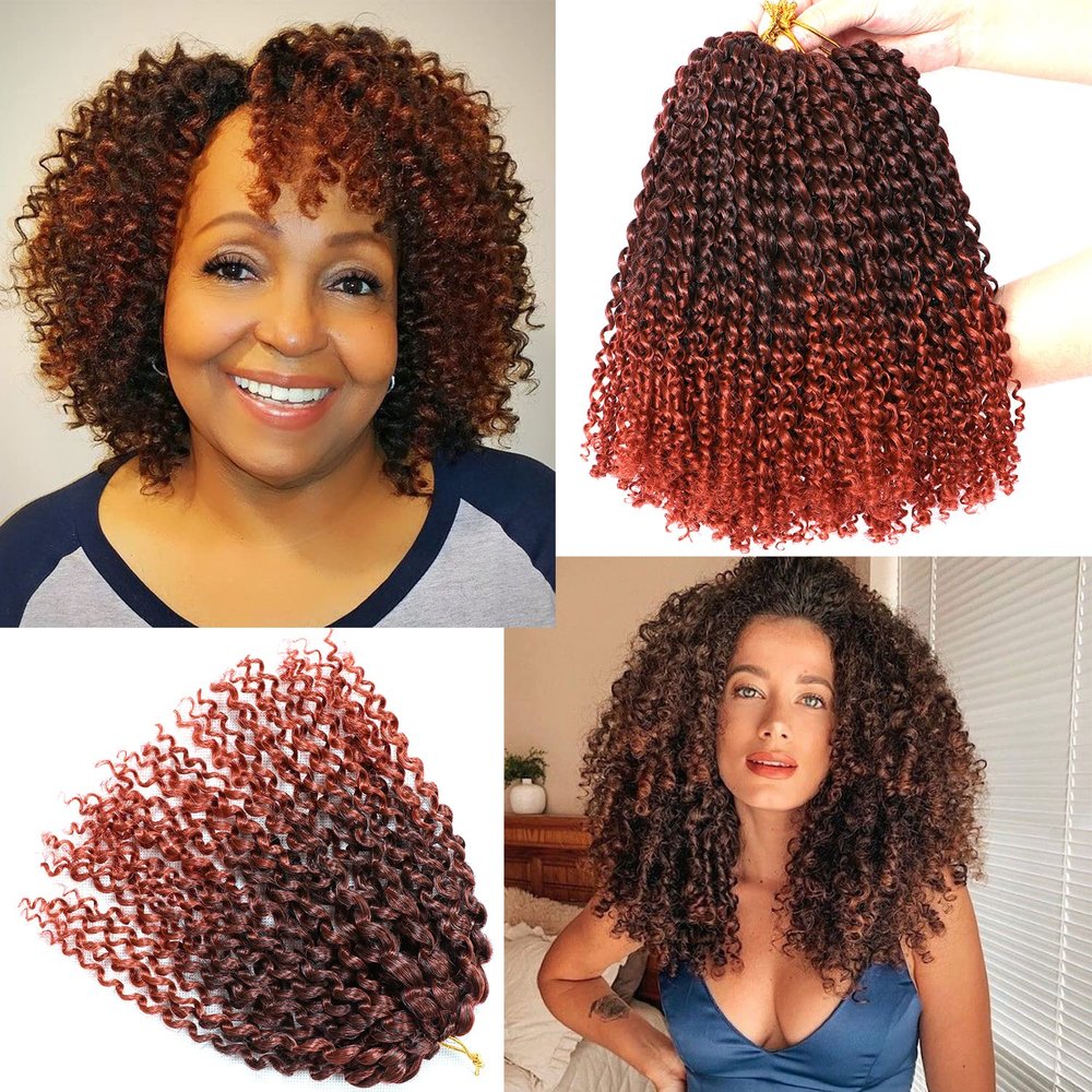 10 Inch Short Passion Twist Hair 8 Bundles Marlybob Crochet Hair Kinky Curly Crochet Hair for Black Women (8Bundles10 Inch, 1B/350#)