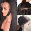 HAOKE Hair Italian Yaki Silk Base Top 13x4 Lace Front Wig Pre Plucked Brazilian Remy Lace Human Hair Kinky Straight Wigs for Black Women 180 Density (8,Black) view 1