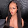 HAOKE Hair Italian Yaki Silk Base Top 13x4 Lace Front Wig Pre Plucked Brazilian Remy Lace Human Hair Kinky Straight Wigs for Black Women 180 Density (8,Black) view 4