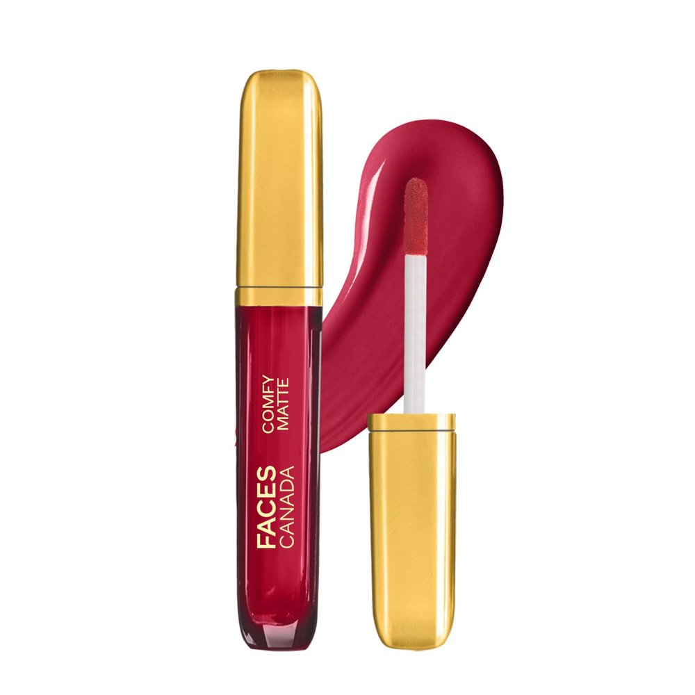 FACES CANADA Comfy Matte Lip Color | 10Hr Long Stay with Comfort | Almond Oil | On My Way 01 3ml