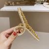 1PC Large Metal Rhinestones Hair Claw Clips for Women 4.5 Inch Imitation Pearl Golden Hair Claw Clips Strong Hairpins Hair Crab Claws view 3