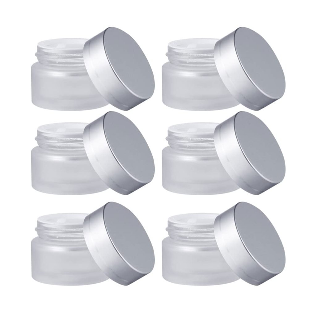 SOLUSTRE 10pcs Frosted Glass Cream Bottles Cosmetic Containers for Ointments Lotions Creams Travel-friendly Design for Dispensing Each
