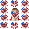 10 Pcs American Flag Glitter Cheer Hair Bows 8'' Patriotic Cheerleader Hair Bows Red White Blue Accessories with Elastic Ponytail Holder 4th of July Independence Day Accessory view 1