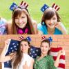 10 Pcs American Flag Glitter Cheer Hair Bows 8'' Patriotic Cheerleader Hair Bows Red White Blue Accessories with Elastic Ponytail Holder 4th of July Independence Day Accessory view 4