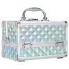 FRENESSA Makeup Case Portable Makeup Box Organizer Travel Cosmetic Case Storage with Mirror Locking Make Up Cases Organizers and Storage for Girls Nail Supplies Cosmetology Case Vanity Case Blue view 1