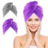 NEXCOVER Hair Towel Microfiber, 2 Pack Grey Purple 9.8 inch X 25.5 inch Hair Wrap,Ultra Absorbent Hair Turbans,Fast Drying Head Towels for Women Wet Hair,Long,Curly,Thick,Frizzy Hair view 1