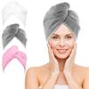NEXCOVER Hair Towel Microfiber, 3 Pack White Grey Pink 9.8 inch X 25.5 inch Hair Wrap,Ultra Absorbent Hair Turbans,Fast Drying Head Towels for Women Wet Hair,Long,Curly,Thick,Frizzy Hair view 1