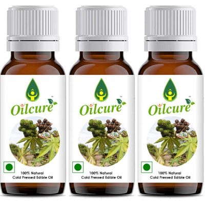 A.K. Oilcure Castor Oil Cold Pressed Edible 100 ml - Pack of 3 (300 ml)
