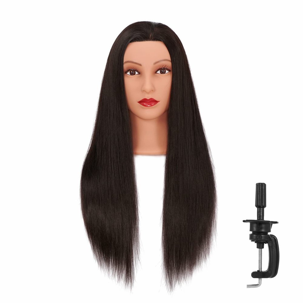 Headfix 26"-28" Long Hair Mannequin Synthetic Fiber Hairdresser Practice Styling Training Cosmetology Manikin Doll With Clamp Stand (6F1919LB0220)