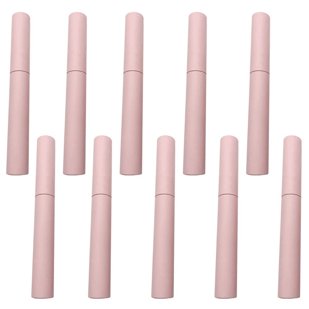 10ml Plastic Eyeliner Vials Bottle Multi-functional Eyelashes Container Empty Refillable Disposable Eyeliner Brush Applicator for DIY Eyelash Growth Oil, DIY Lip Makeup Travel, Pink Cover, Pack of 10