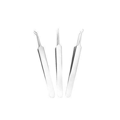 Professional Blackhead Remover Tools, 3pcs Stainless Steel Whitehead Pointed Tweezers Comedones Acne Precision Sharp Needle Kit Straight Bend Head Tweezer Facial Impurities Zit Removal
