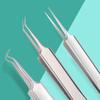 Professional Blackhead Remover Tools, 3pcs Stainless Steel Whitehead Pointed Tweezers Comedones Acne Precision Sharp Needle Kit Straight Bend Head Tweezer Facial Impurities Zit Removal view 2