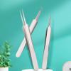 Professional Blackhead Remover Tools, 3pcs Stainless Steel Whitehead Pointed Tweezers Comedones Acne Precision Sharp Needle Kit Straight Bend Head Tweezer Facial Impurities Zit Removal view 3