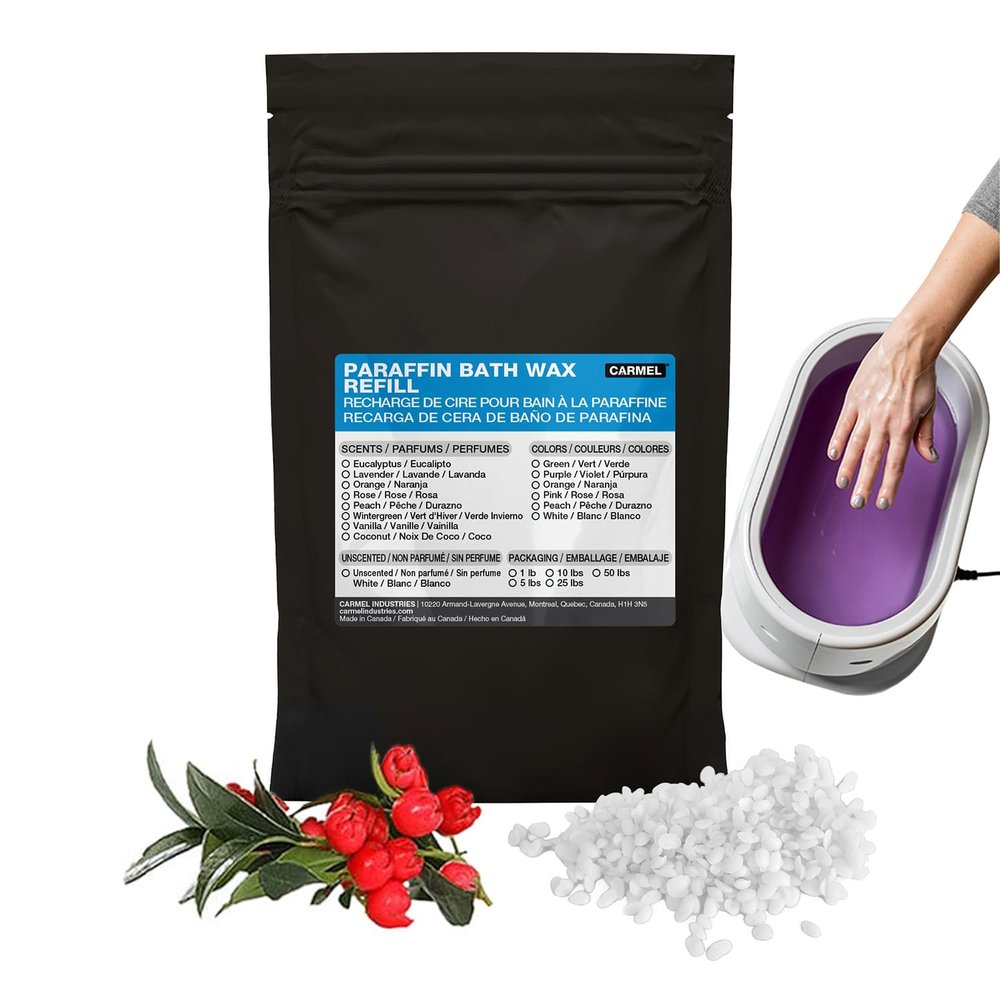 Carmel Paraffin Bath Wax Refill, White (1 lb), Wintergreen Scented Wax Beads, For Hands & Feet