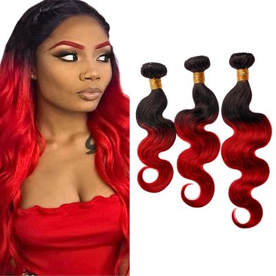 1B/Red Body Wave Human Hair Bundles 100% Unprocessed Brazilian Virgin Hair, 3 Bundles T1B/Red for Black Women Silky, Long-Lasting & Versatile Extensions 20,22,24inch