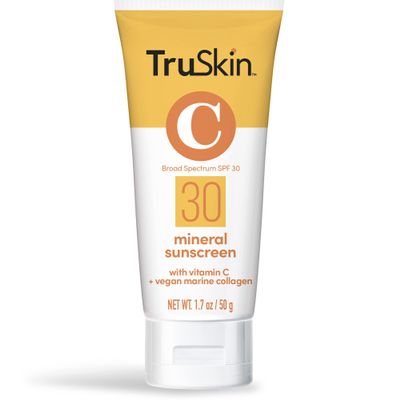 TruSkin Mineral Sunscreen SPF 30  Broad Spectrum Mineral Sunscreen for Face with Zinc Oxide, Vitamin C & Vegan Marine Collagen  Lightweight SPF for Sensitive Skin, 1.7 fl oz