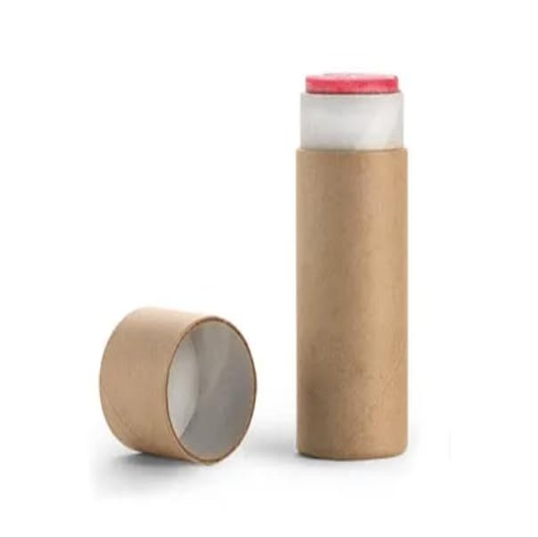 0.5 oz Brown Paperboard Push Up Lip Balm Tubes Containers with w/Rolled Edge Flush Fit Lids