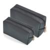 2pcc set PU Leather Cosmetic Bag for Women Minimalism Makeup Bag for Daily Use Portable Storage Purse Small Neat Cosmetic Pouch Water-resistant Toiletry Bag for Travel (Black) view 1