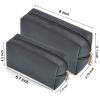 2pcc set PU Leather Cosmetic Bag for Women Minimalism Makeup Bag for Daily Use Portable Storage Purse Small Neat Cosmetic Pouch Water-resistant Toiletry Bag for Travel (Black) view 2