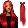 15A Brazilian Bundles Human Hair 100% Unprocessed Virgin Remi Human Hair Straight 3 bundles straight (Red, 20 22 24) view 1