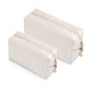 2pcc set PU Leather Cosmetic Bag for Women Minimalism Makeup Bag for Daily Use Portable Storage Purse Small Neat Cosmetic Pouch Water-resistant Toiletry Bag for Travel (Ivory White) view 1