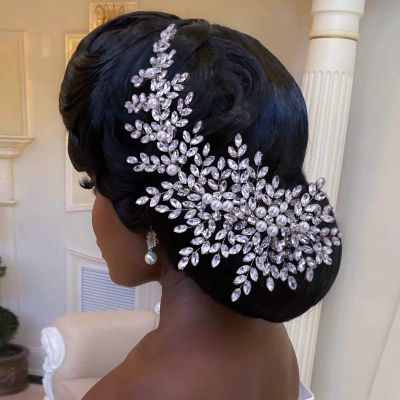 AMORARSI Crystal Wedding Hair Comb Bridal Hair Accessories Pearl and Rhinestone Bridal Side Combs for Women and Girls Silver