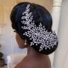 AMORARSI Crystal Wedding Hair Comb Bridal Hair Accessories Pearl and Rhinestone Bridal Side Combs for Women and Girls Silver view 1