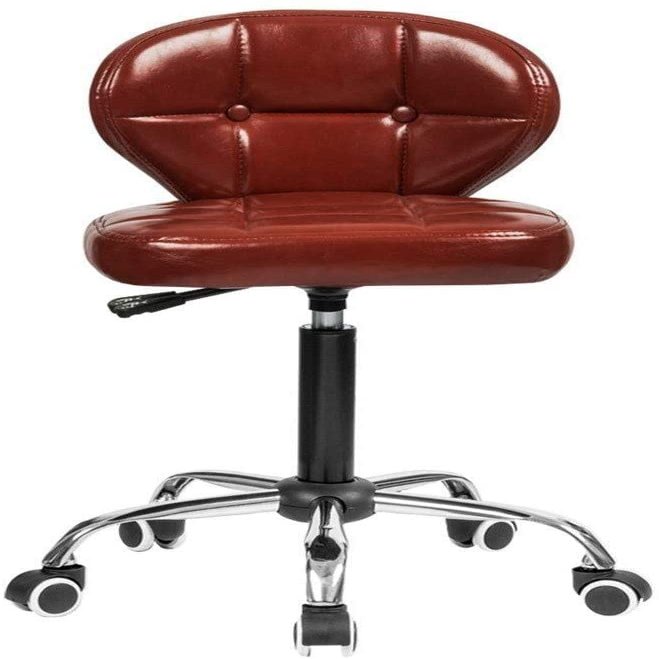 LSHAOBO Rolling Swivel Office Stool with Backrest, PU Leather Adjustable Hydraulic Chair with Wheels for Office Massage Spa L(Color:Red)