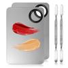4 in 2 Set Makeup Mixing Palette, Stainless Steel Foundation Palette with Spatula for Mixing Foundation Eye Shadow Eyelash Nail Art view 1