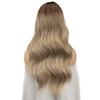 FESHFEN Long Ombre Blonde Wigs for Women, 24 inch Middle Parting Synthetic Wavy Wig for Daily Party, Ombre Brown to Blonde view 3