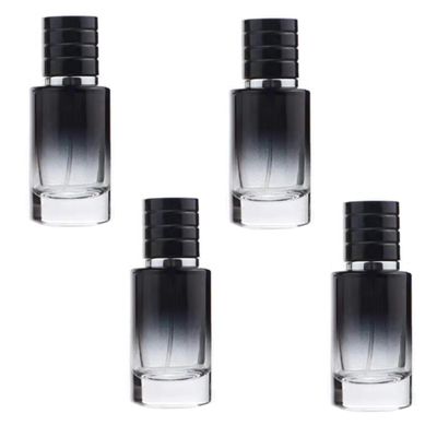 30ML Glass Perfume Bottles Empty Gradient Black Spray Perfume Bottles with Black Screw Lid Refillable Portable Empty Square Perfume Atomizer Vials Refillable Cosmetic Containers for Perfume Essential Oils Liquids (4)