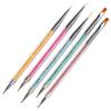 Vtrem 6 Colors 8ML Spider Gel Set with 5 PCs Double Ended Point Drill Drawing Brush Pen Nail Rhinestones Matrix Gel with Gel Paint Design Nail Art Kit Wire Drawing Purple Green Nail view 3