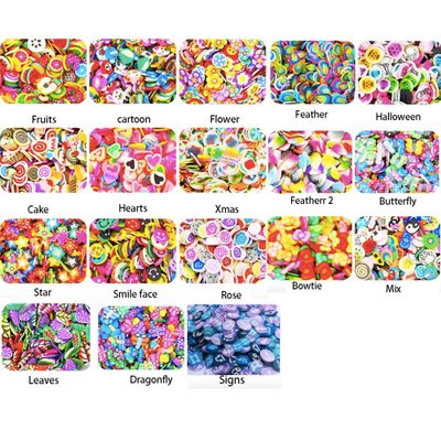 Guirongxin 9000pcs Mixed 18 Styles New 3D Polymer Clay Tiny Fimo Fruit Slices Nail Art DIY Designs Nail Art Decorations Wholesale Slime fillers