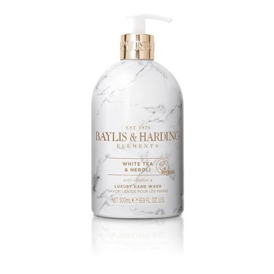 Baylis & Harding Liquid Hand Soap Wash with Dispenser, Elements, White Tea & Neroli, 16.9oz/500ml
