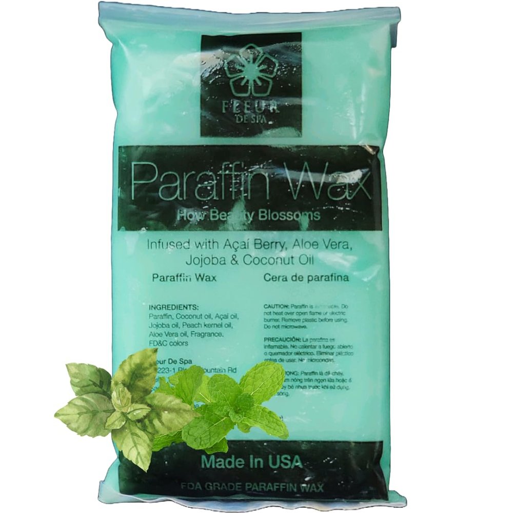 Paraffin Wax Refills 1lb by FLEUR DE SPA  Made in USA  Infused with Coconut & Jojoba Oils  Moisturizing, Hydrating & Soothing for Hands, Feet & Body  Spa & Home Use