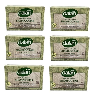 Dalan 100% Pure Olive Oil Shampoo Bar 6oz/170g - Free of GMO, Mineral Oil, Petrolum, Sulphates, Parabens, Dye - Natural And Healthy Hair Care (6 Pack)