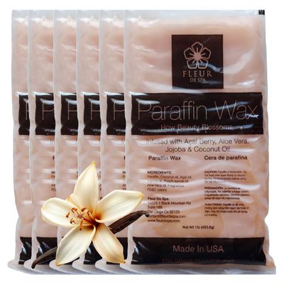 Paraffin Wax Refills 6lb by FLEUR DE SPA  Made in USA  Infused with Coconut & Jojoba Oils  Moisturizing, Hydrating & Soothing for Hands, Feet & Body  Spa & Home Use