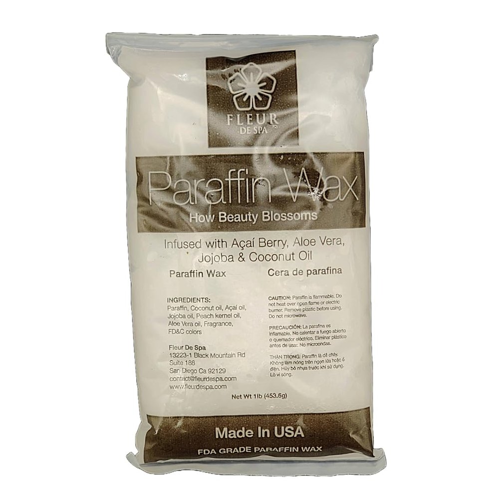 Paraffin Wax Refills by FLEUR DE SPA Made in USA Infused with Coconut & Jojoba Oils Moisturizing, Hydrating & Soothing for Hands, Feet & Body Spa & Home Use