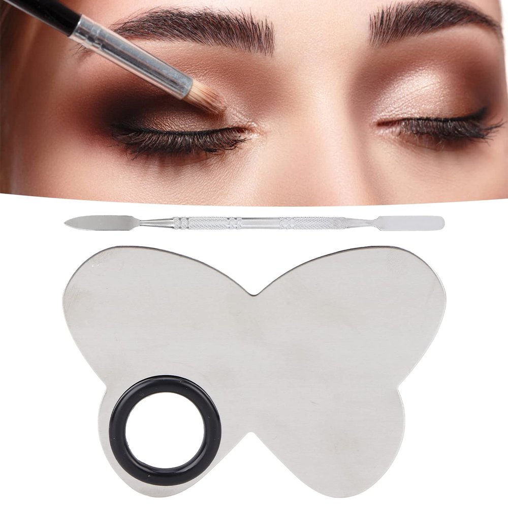 Makeup Mixing Palette, Stainless Steel Makeup Palette with Color Mixing Stick Set, Cosmetic Mixing Palette with Spatula for Makeup Artist